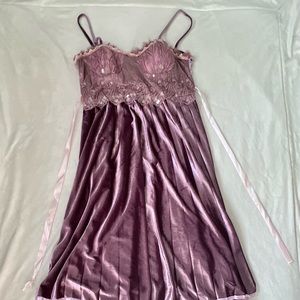 purple silk dress